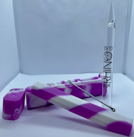 LuvBuds White Rhino Silicone Dab Out - quartz straw