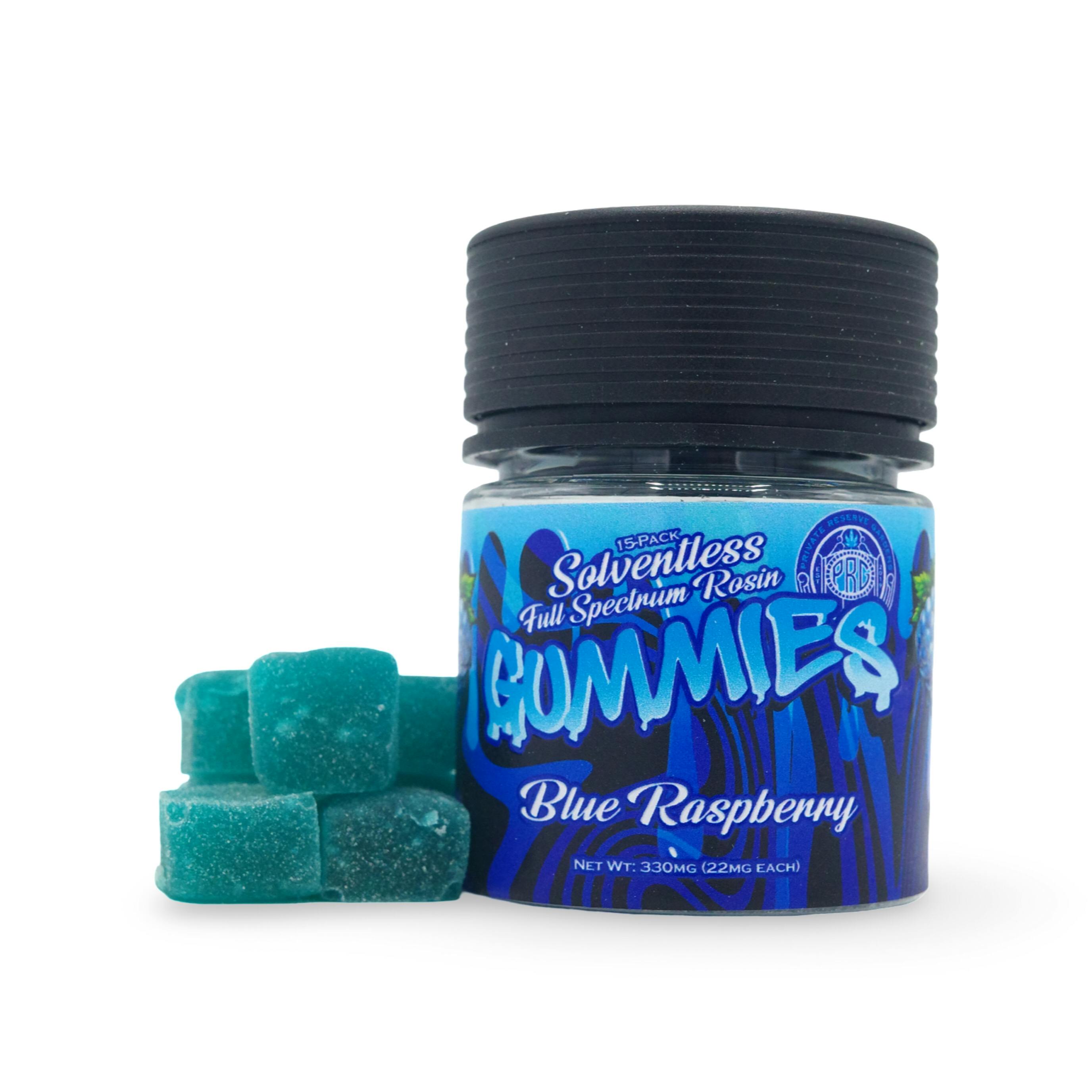 Blue Razz PRG Solventless Live Rosin Gummies 330mg