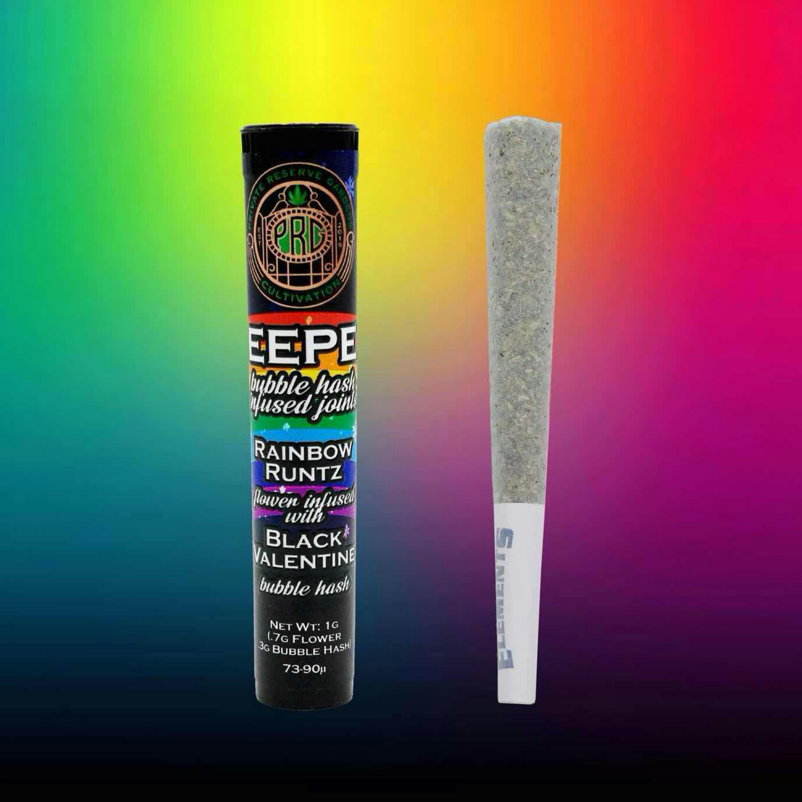Rainbow Runtz x Black Valentine PRG Sleepers Bubble Hash Infused Pre Roll 1g