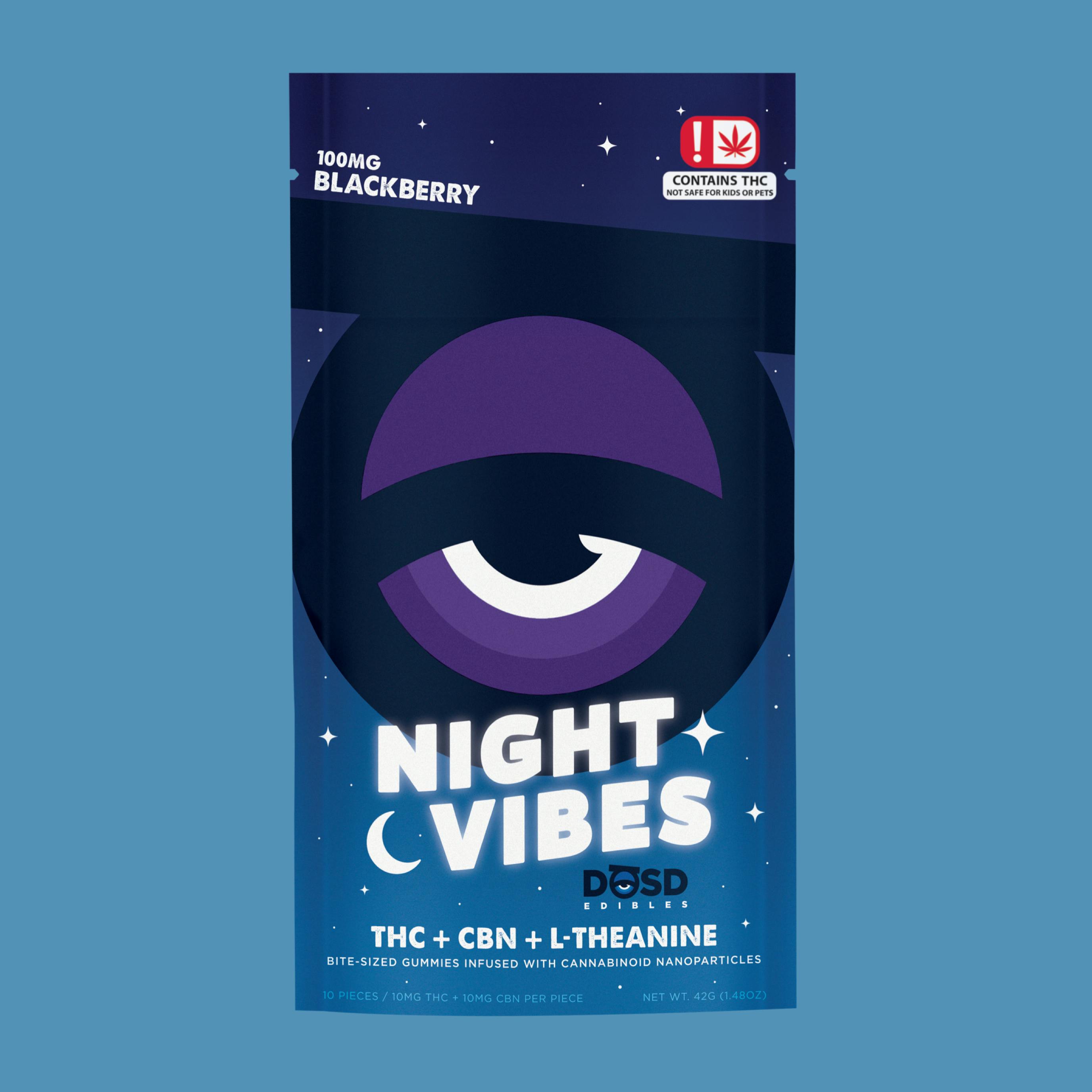 Blackberry THC:CBN Night Vibes DOSD Edibles 100mg