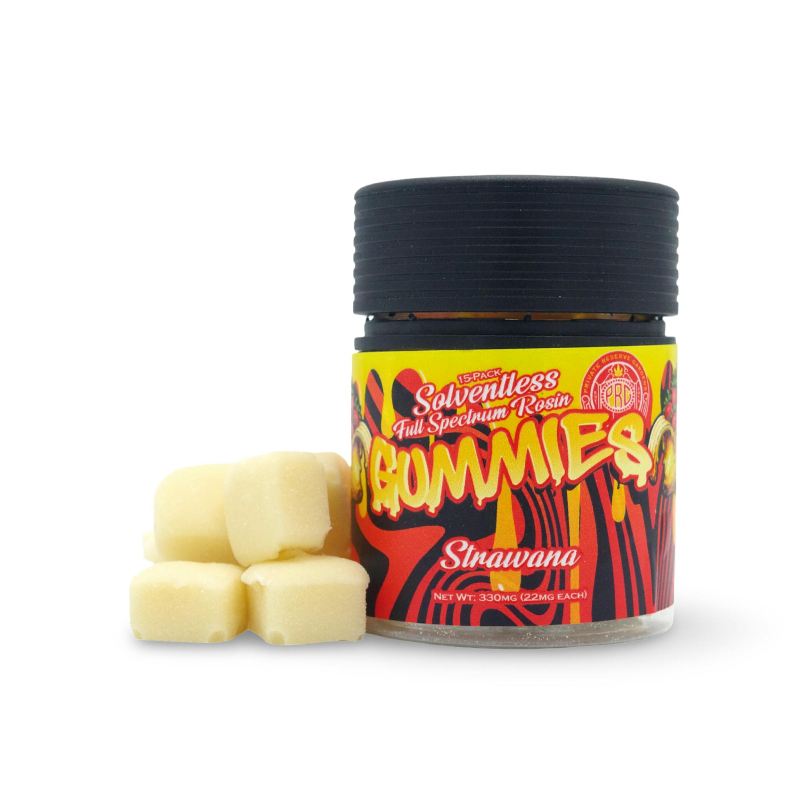 Strawnana PRG Solventless Live Rosin Gummies 330mg