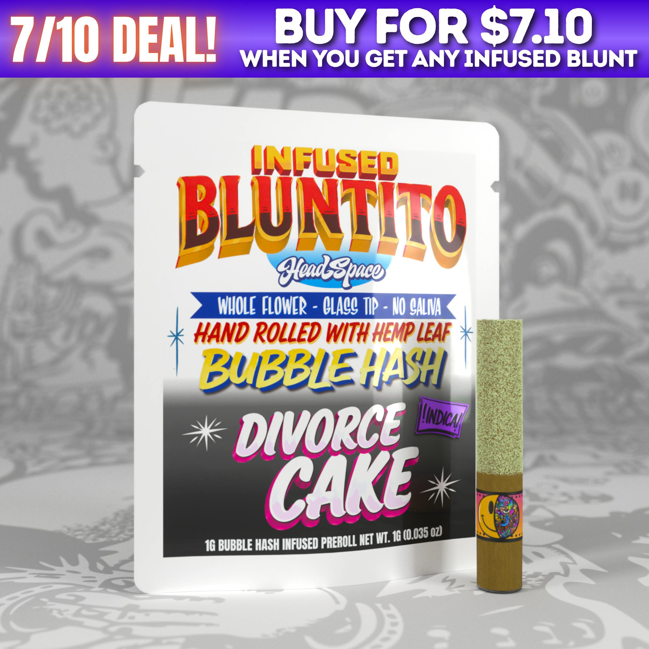 HeadSpace | Divorce Cake | Bluntito 1g Bubble Hash (Indica)