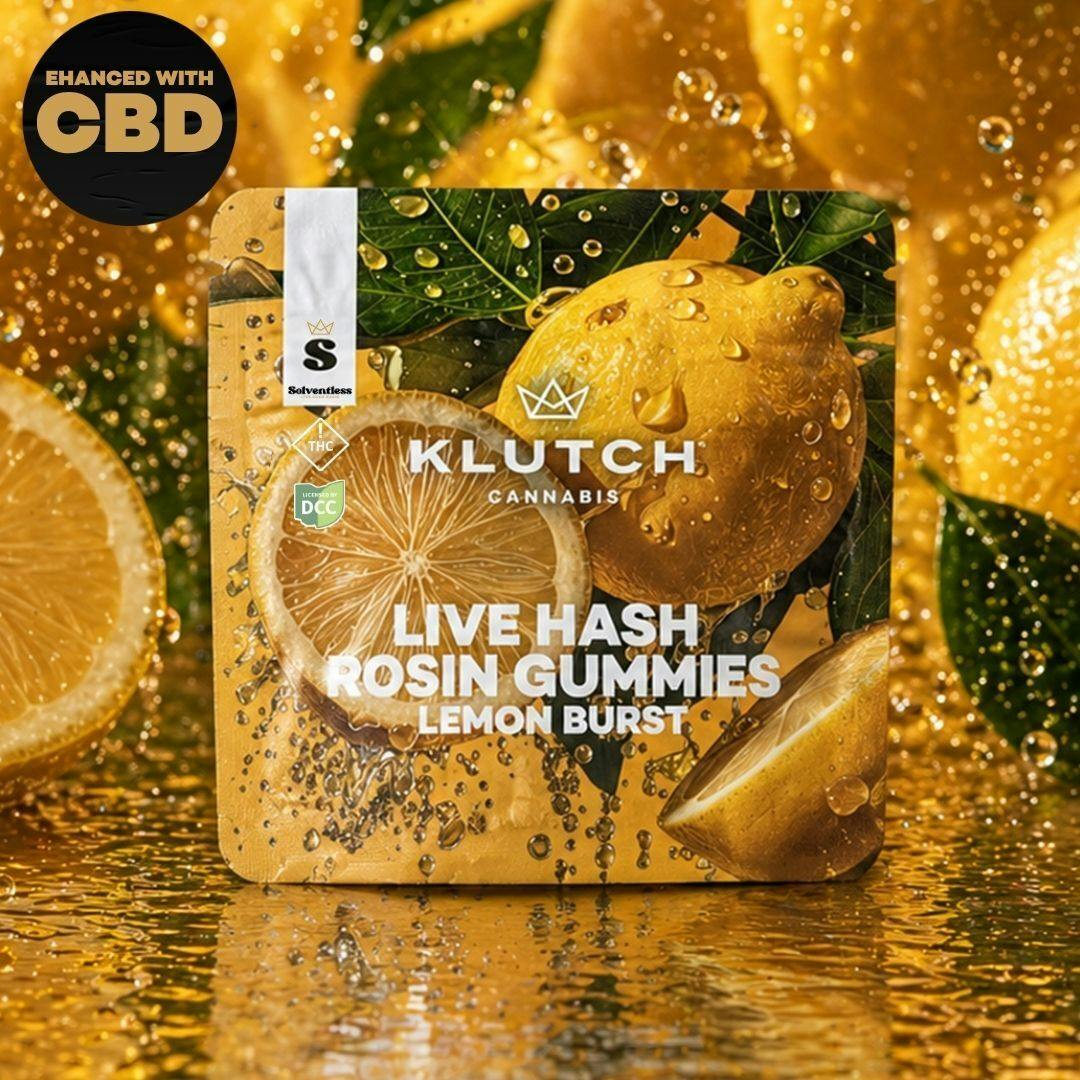 | Lemon Burst 1:4 (THC:CBD) Live Hash Rosin Gummies | at Klutch Cannabis Dispensary Lorain