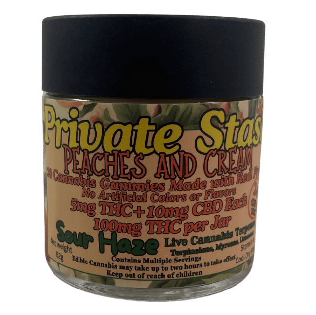 100mg THC Private Stash Gummy: Peaches & Cream