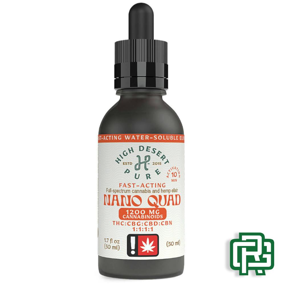 Mango Pineapple "Nano Quad" Elixir | 50mL 900mg 1:1:1:1 (THC:CBD:CBN:CBG) | High Desert Pure