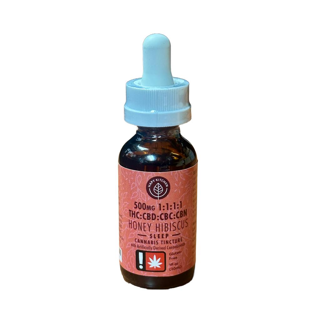 Honey Hibiscus "Sleep" Tincture | 30mL 2000mg 1:1:1:1 (THC:CBD:CBN:CBC) | Hapy Kitchen