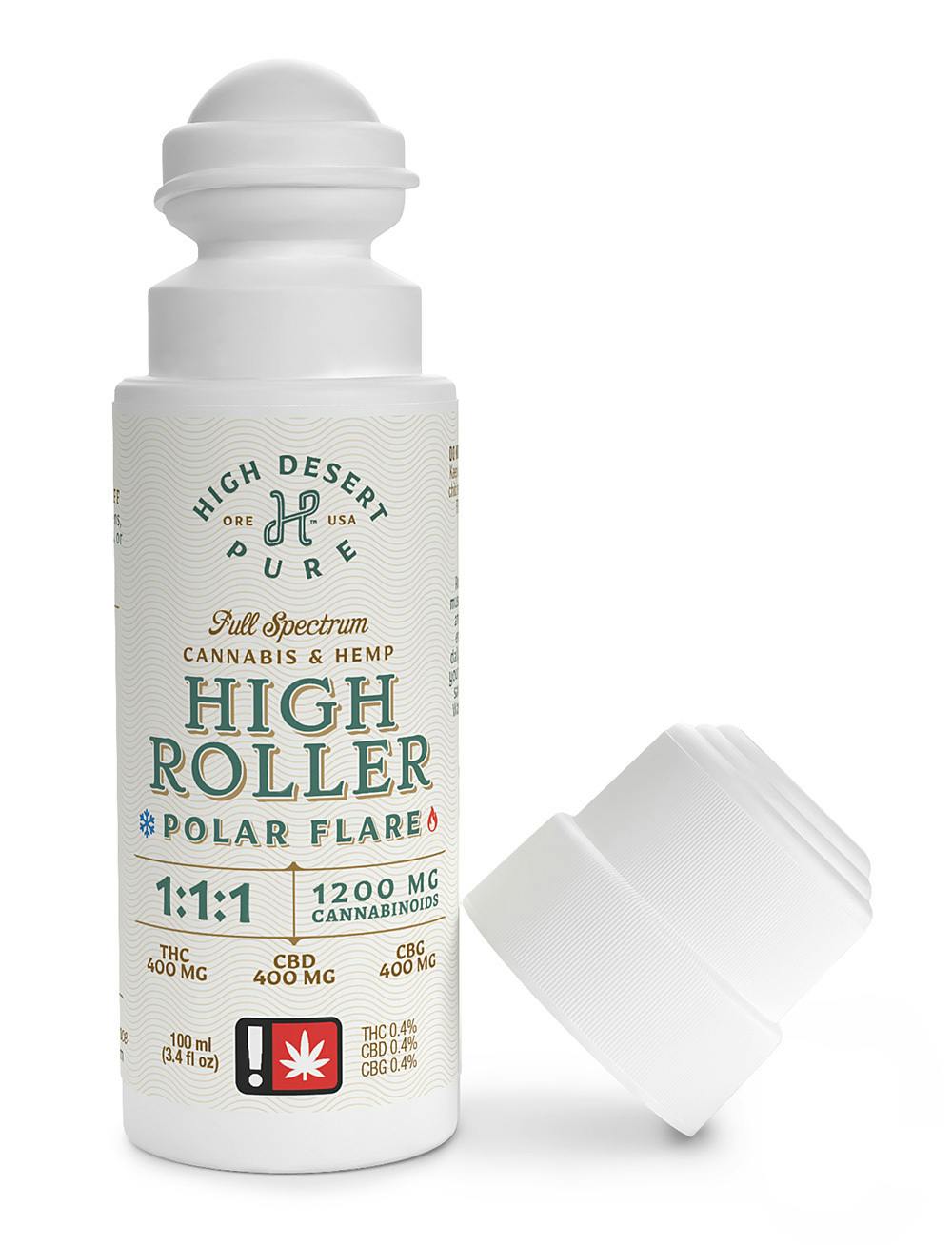 High Roller "Polar Flare" Lotion | 3.5oz 1300mg 1:1:1 (THC:CBD:CBG) | High Desert Pure