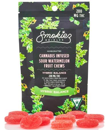 SOUR WATERMELON (HYBRID) | SMOKIEZ | FRUIT CHEWS | 200mg by Smokiez Edibles