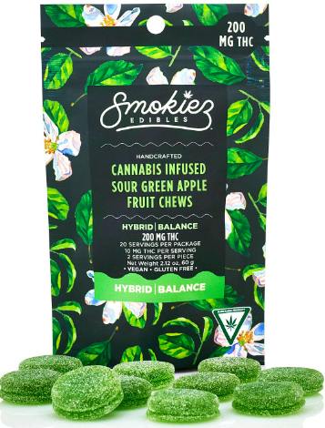 SOUR GREEN APPLE | SMOKIEZ | FRUIT CHEWS |200MG by Smokiez Edibles