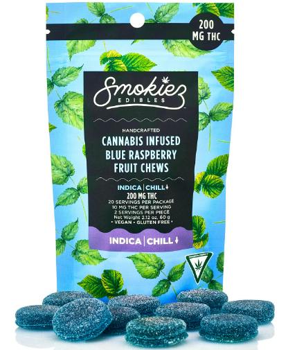 SWEET BLUE RASPBERRY (INDICA) | SMOKIEZ | FRUIT CHEWS | 200mg by Smokiez Edibles