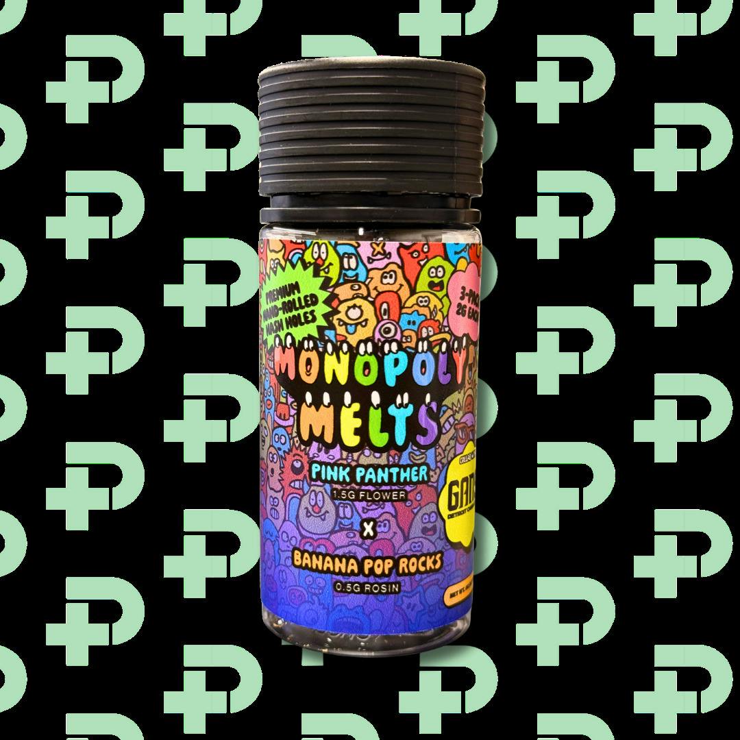 Monopoly Melts X GT X Gans - 2g Handroll Donut - Pink Panther X Banana Pop Rocks