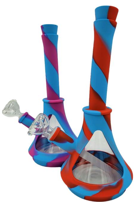 8.5" Silicone Beaker Bong with Glass Base