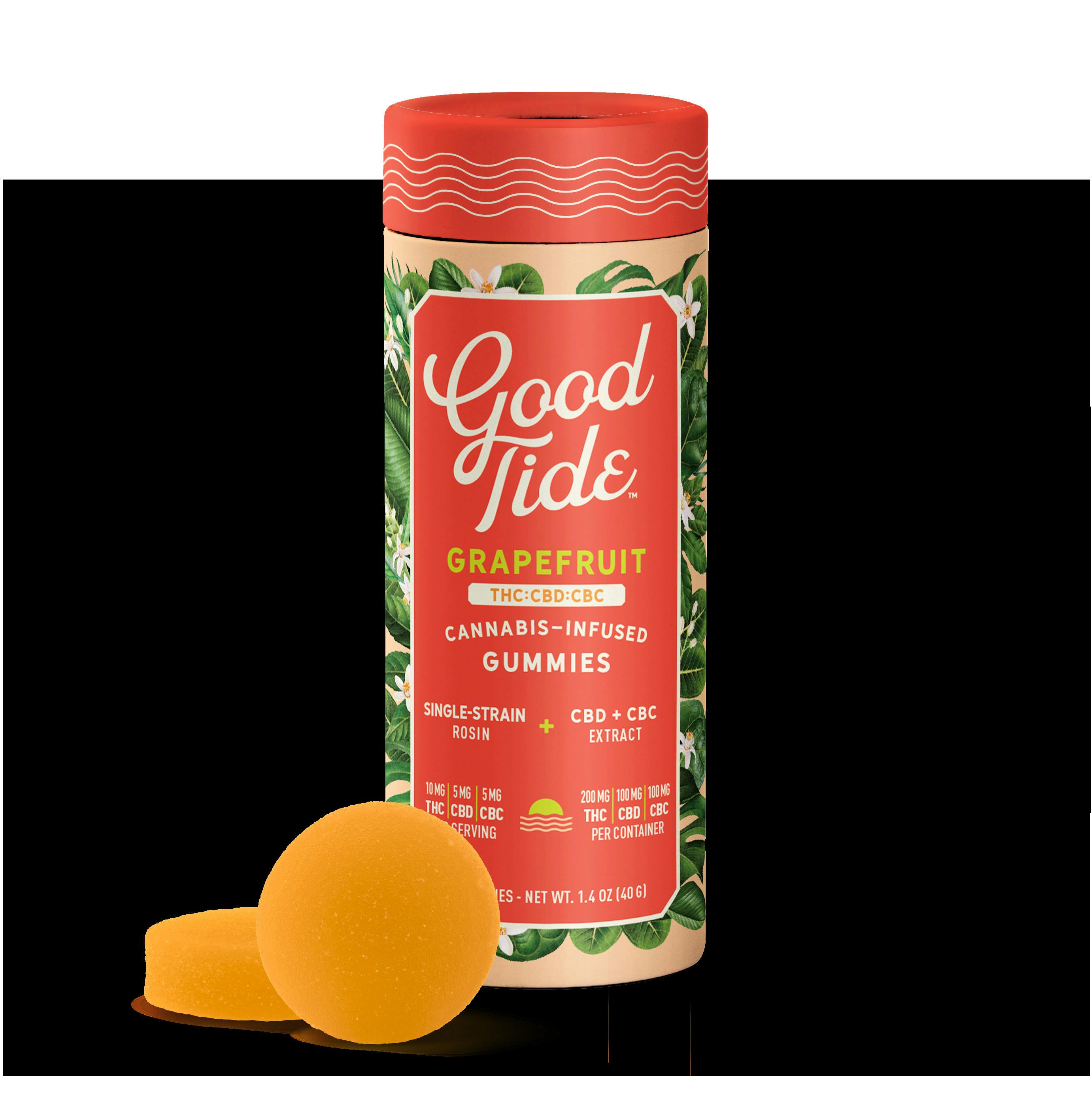 Good Tide - Gummies - 200mg Hash Rosin - 2:1:1 THC/CBD/CBC - Grapefruit