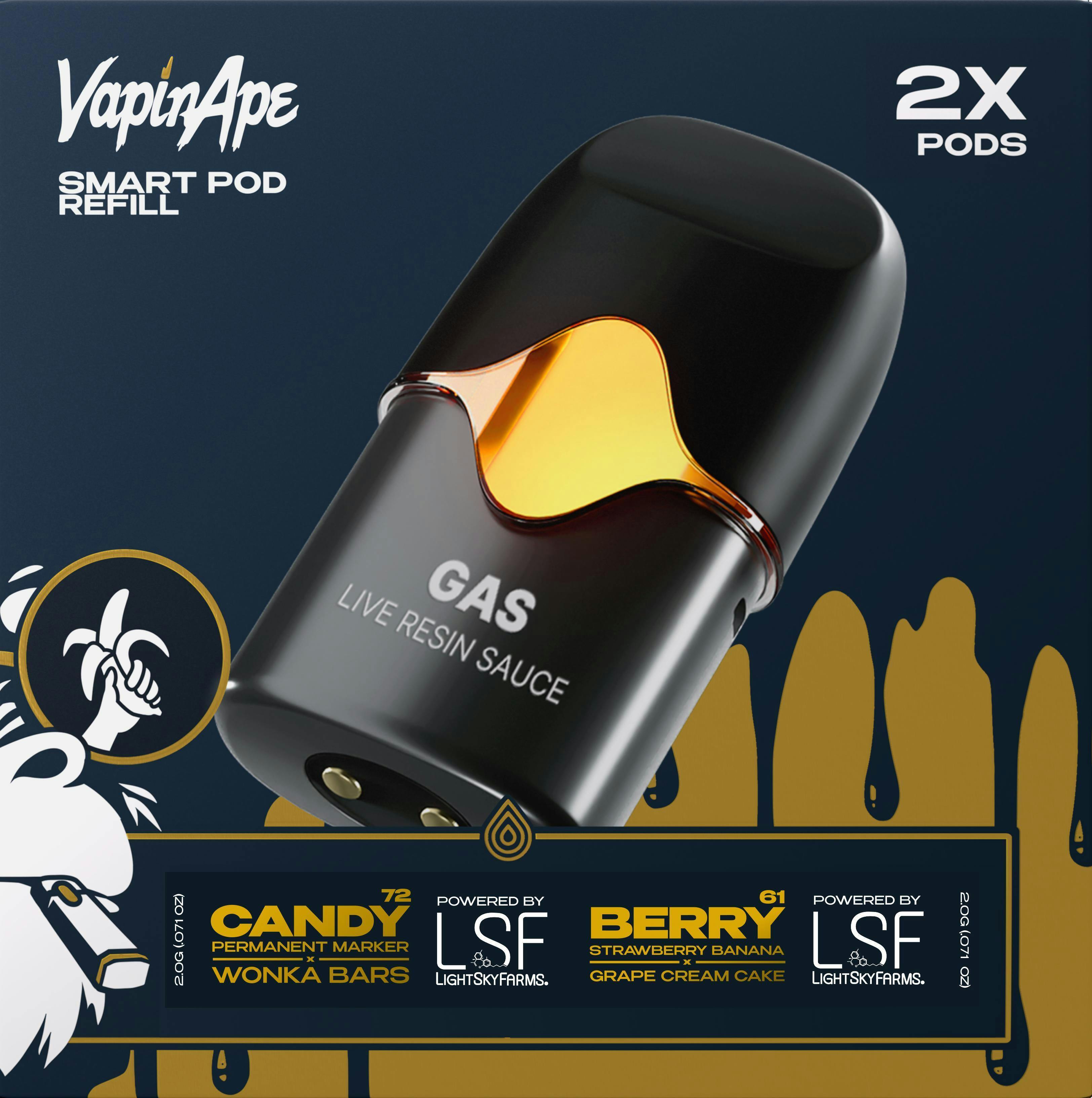 Vapin Ape - Live Resin Pod 1g - 2pk - Berry 61 + Candy 72 cannabis product