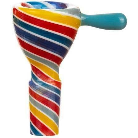 14mm Color Swirl Glass Bowl W/ Handle