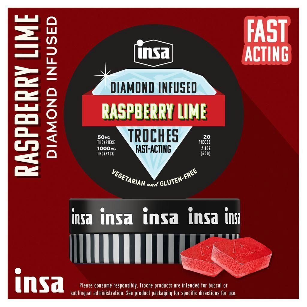 INSA Raspberry Lime Diamond Infused Troches 50mg ea | 20-Pack