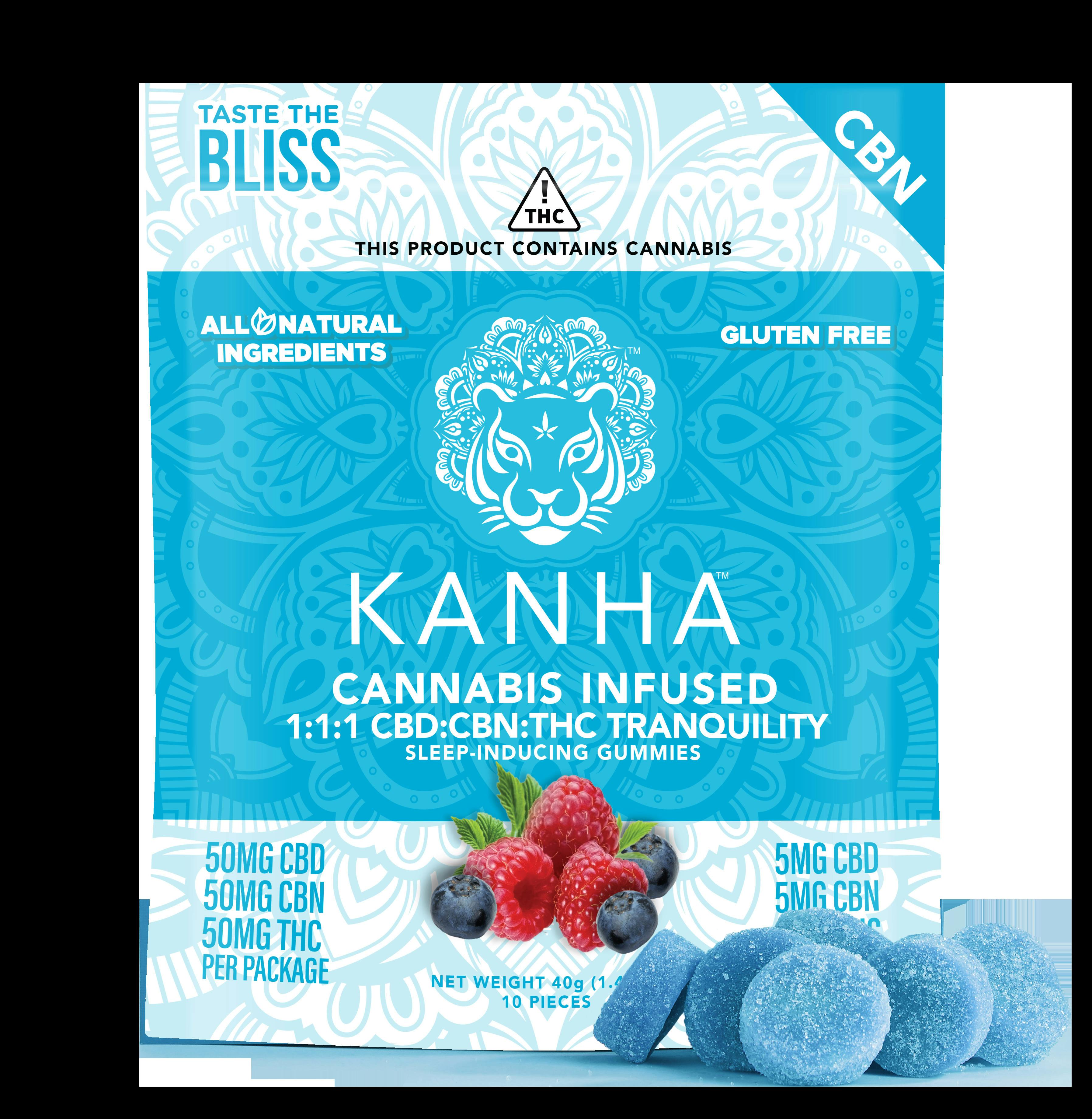 Kanha Tranquility Gummies 1:1:1 100mg 10pk