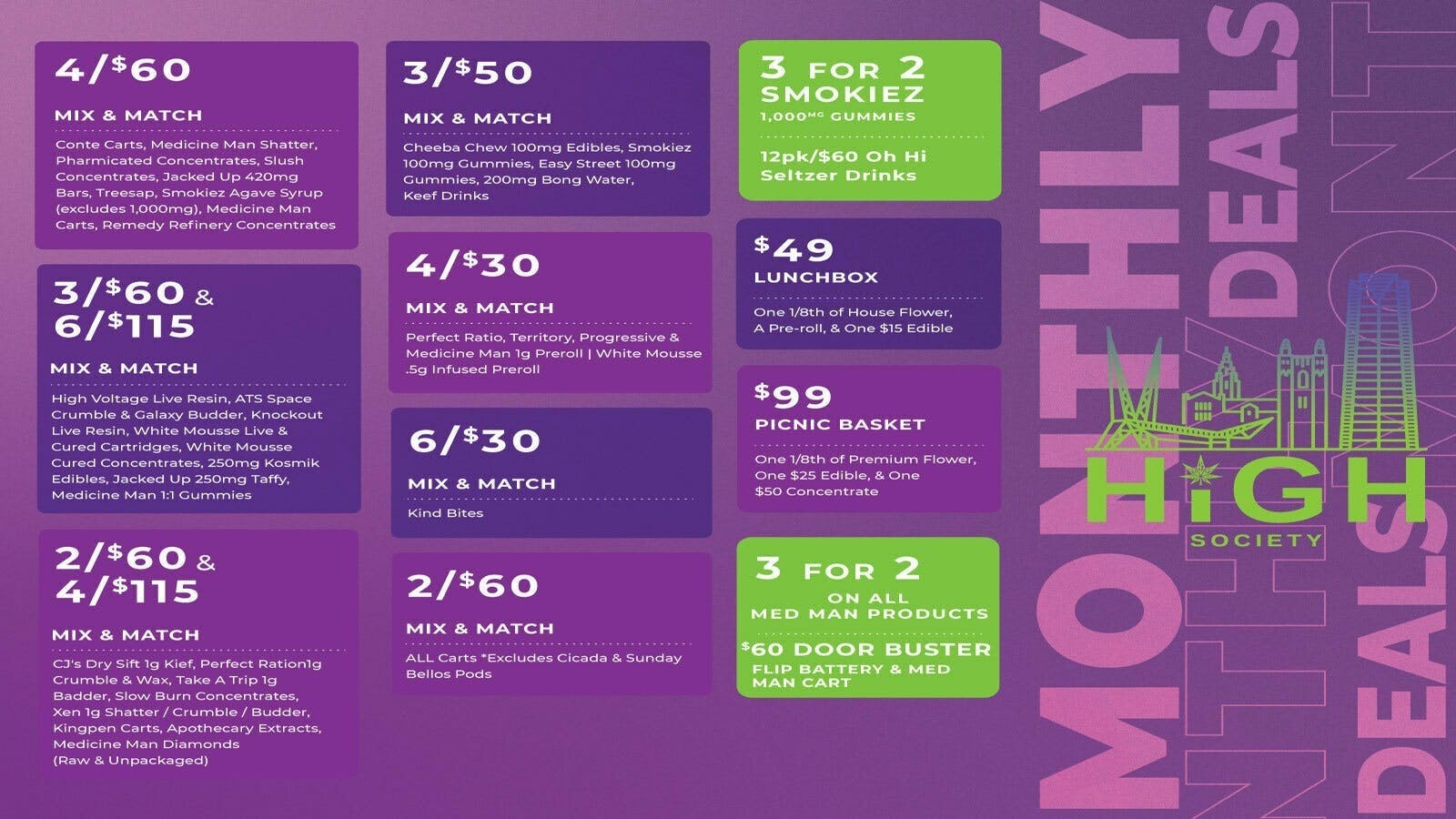Monthly Deals at High Society