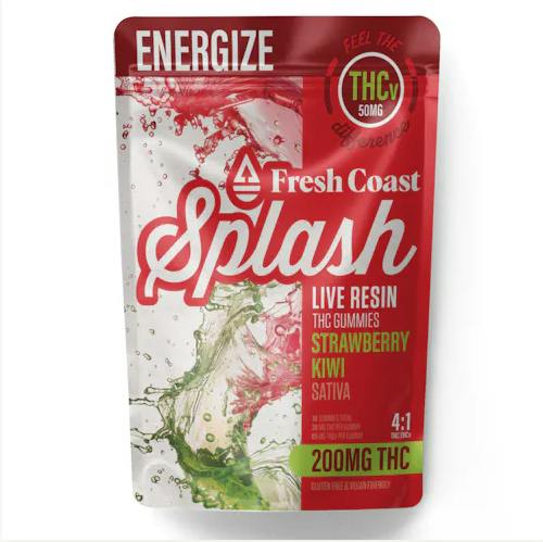 Splash | Strawberry Kiwi 4:1 Live Resin Gummies | 200mg | 10ct | 20mg/ea