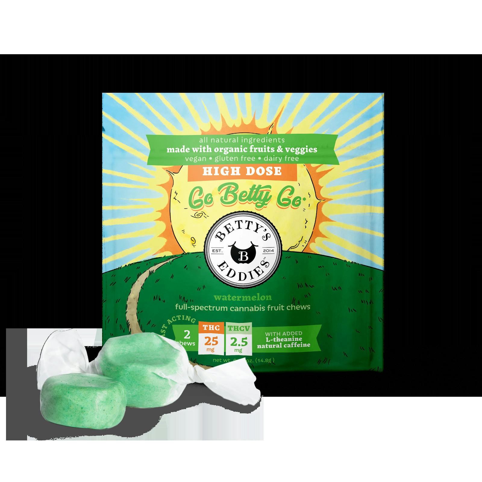 GO BETTY GO WATERMELON 10:1 THC:THCV 2PK FAST ACTING FRUIT CHEWS