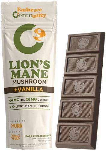 LION'S MANE MUSHROOM VANILLA DARK CHOCOLATE BAR 2:1:1 THC:CNB:CBG