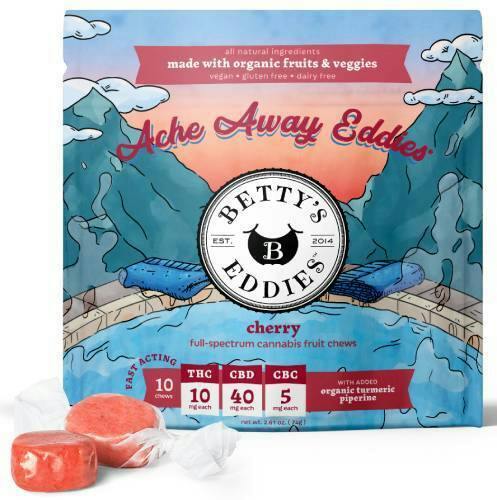 ACHE AWAY EDDIES CHERRY 2:8:1 CBD:CBC 10PK FAST ACTING FRUIT CHEWS