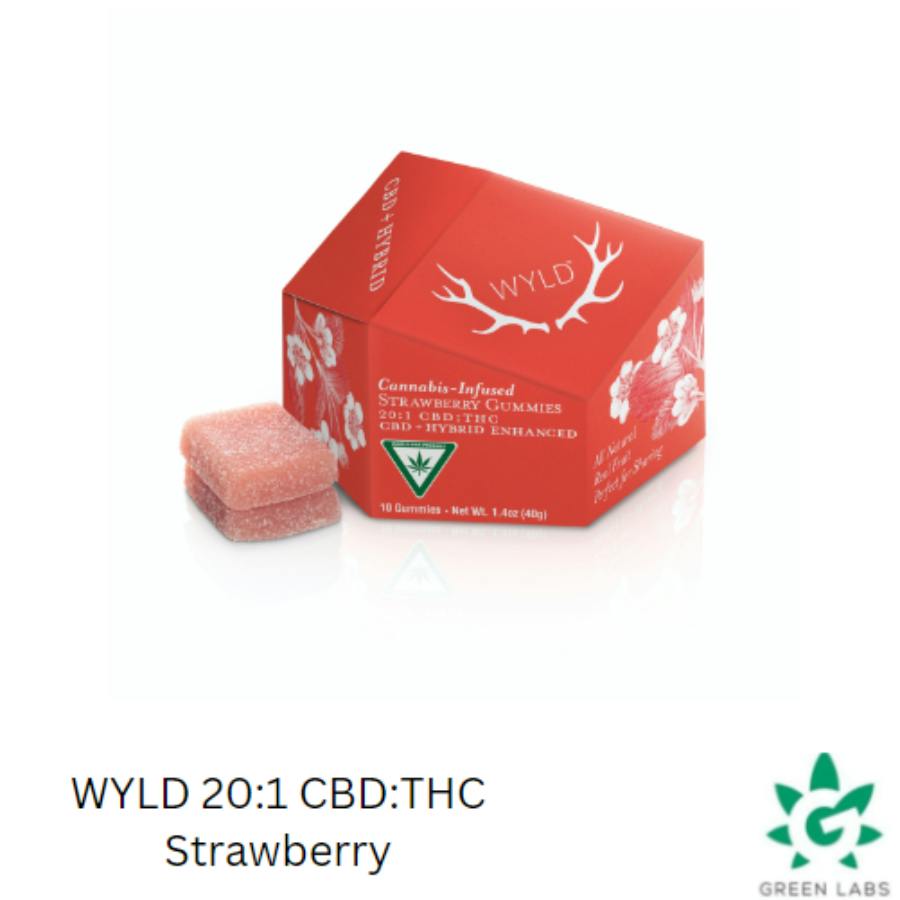 (REC) Wyld Fruit Gummies 10mg THC: 200mg CBD - Strawberry (Hybrid) - BOTH - 40.0g