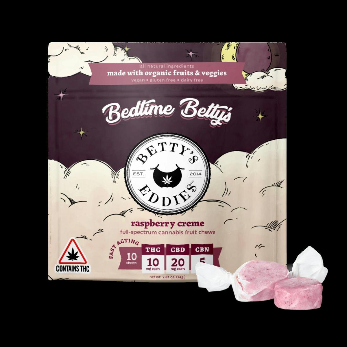 Raspberry Crème Fruit Chews | [10mg] 20pk | Betty's Eddies