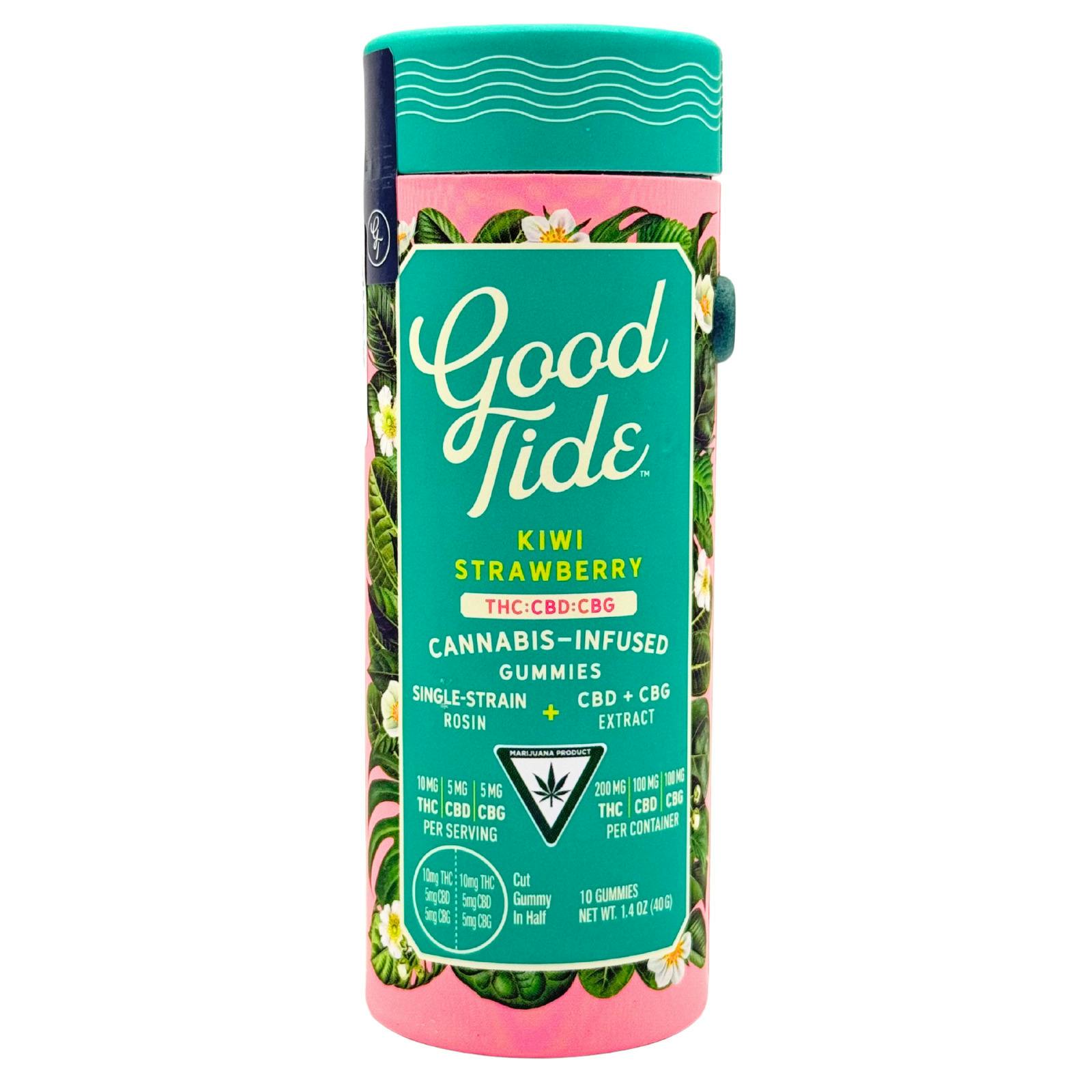 Good Tide | Single-Strain Rosin Gummies 200mg THC 100mg CBD 100mg CBG| Kiwi Strawberry