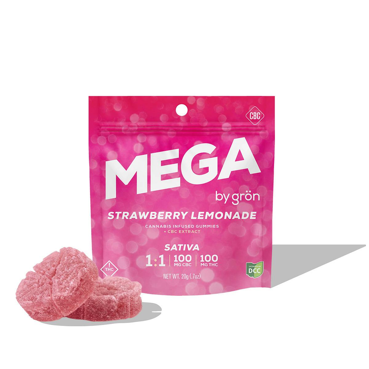 Strawberry Lemonade | MEGA Gummies 1:1 THC:CBC 100mg 10pk
