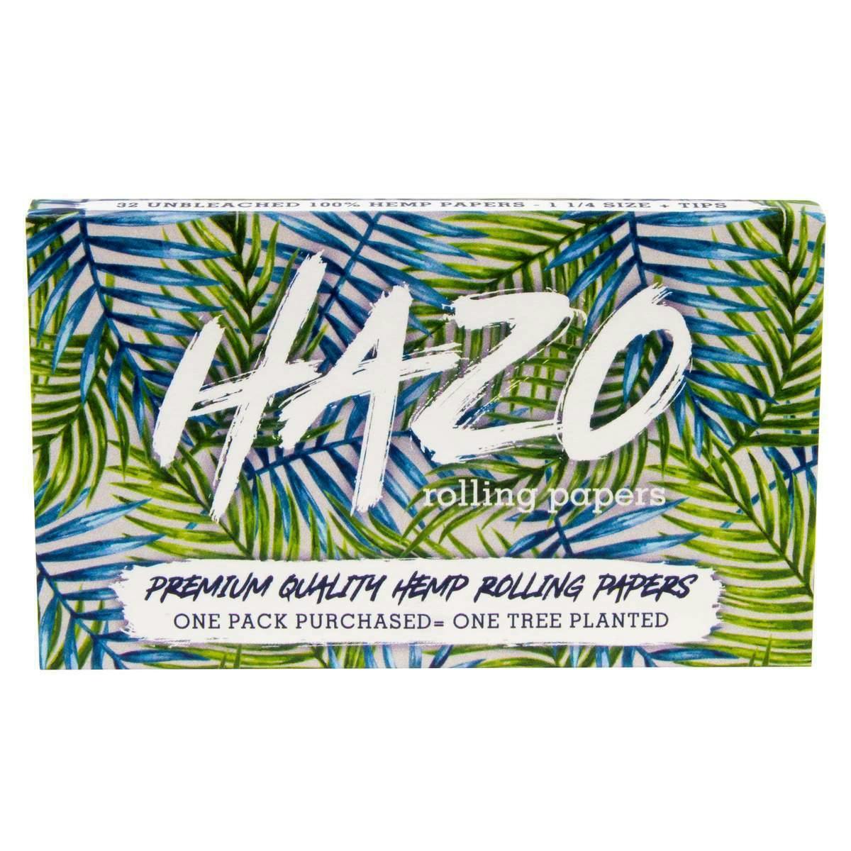 HAZO 1.25" Unbleached 100% Hemp Rolling Papers + Tips - 1x