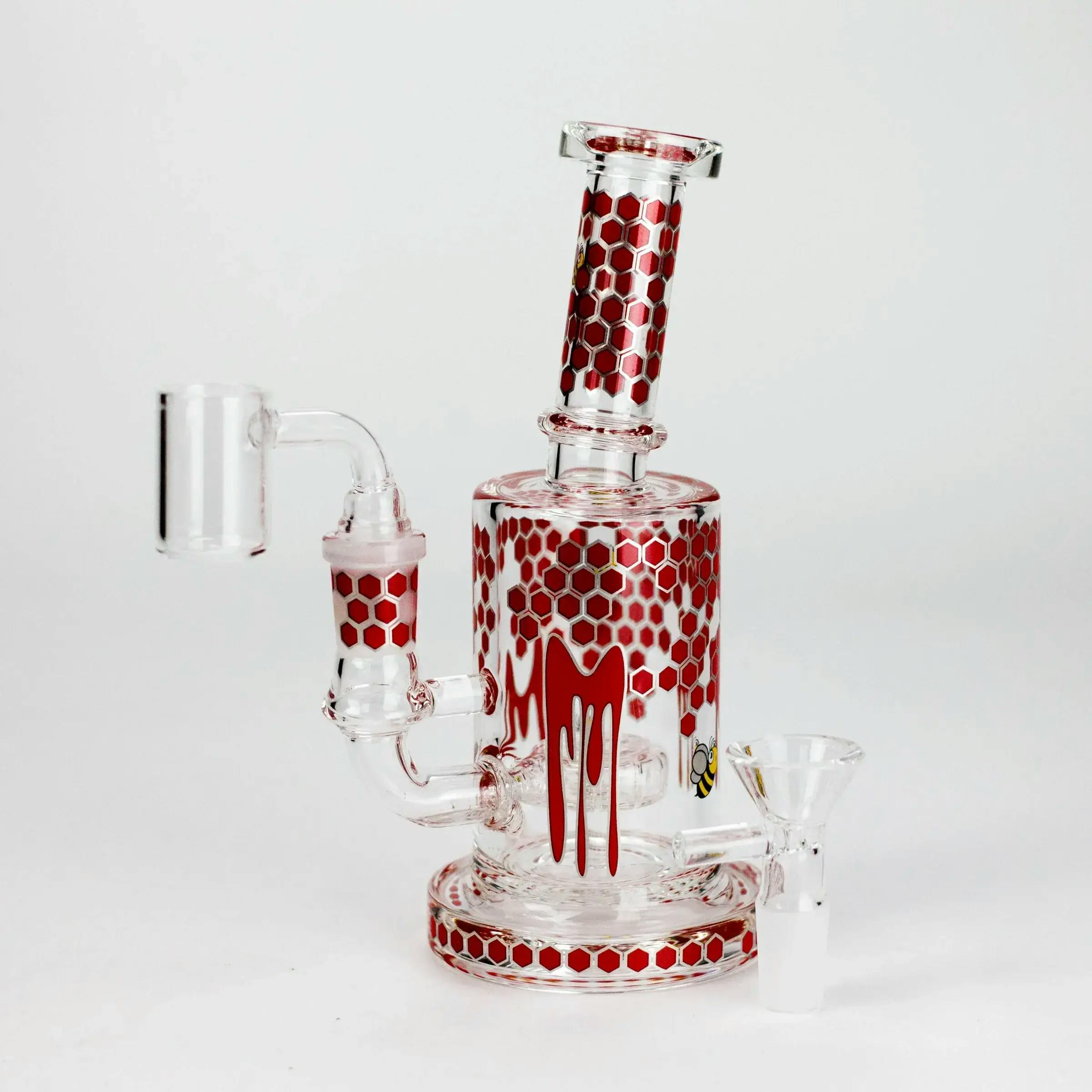 7" 2-in-1 Beehive Design Rig with Perc Banger & Bowl Included