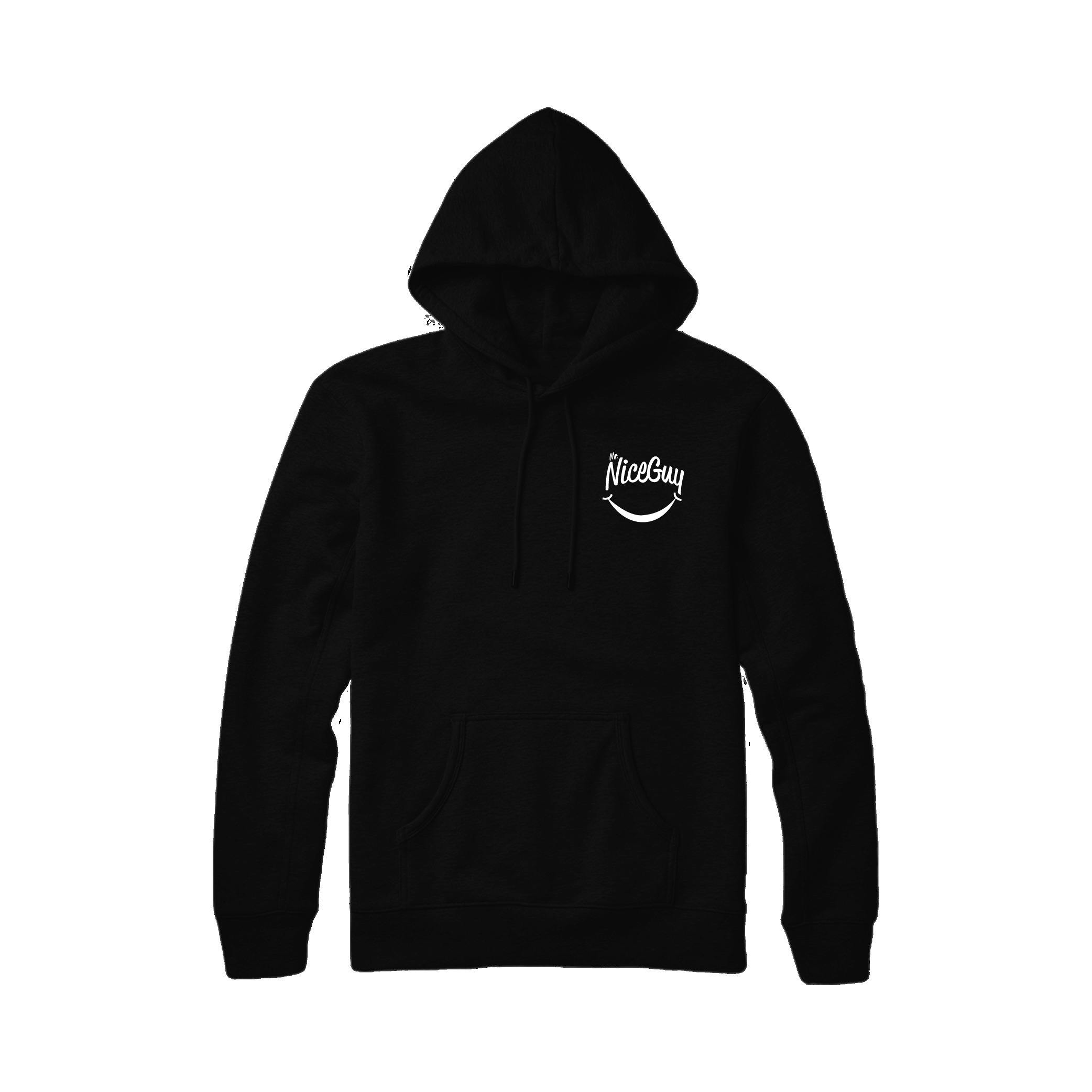 MR. NICE GUY - HOODIE - BLACK/WHITE - SMILE FACE FRONT/BACK - SMALL - $45