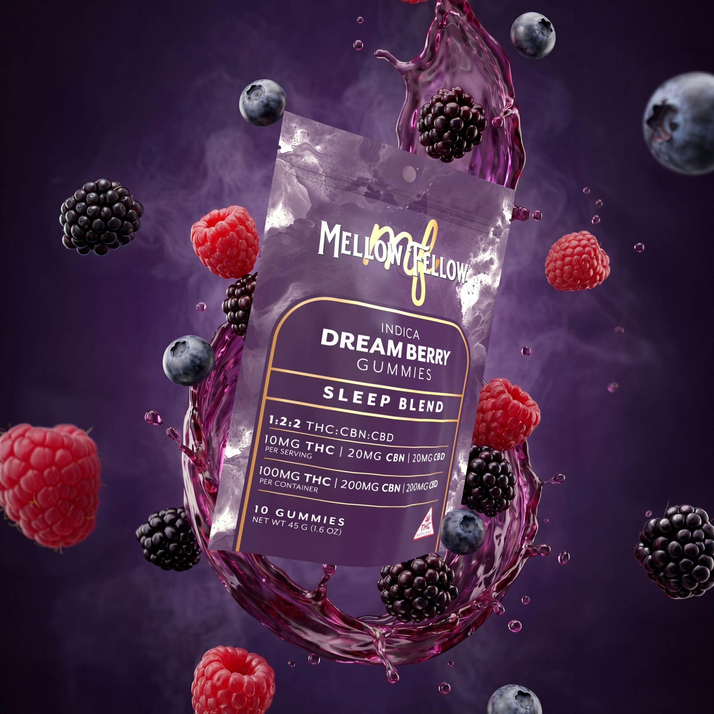 Mellow Fellow - Dream Berry 1:2:2 10mg Sleep Blend Gummies THC:CBN:CBD