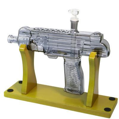 13" HIPSTER GLASS TOBACCO WATER PIPE UZI GUN DESIGN : AMBER