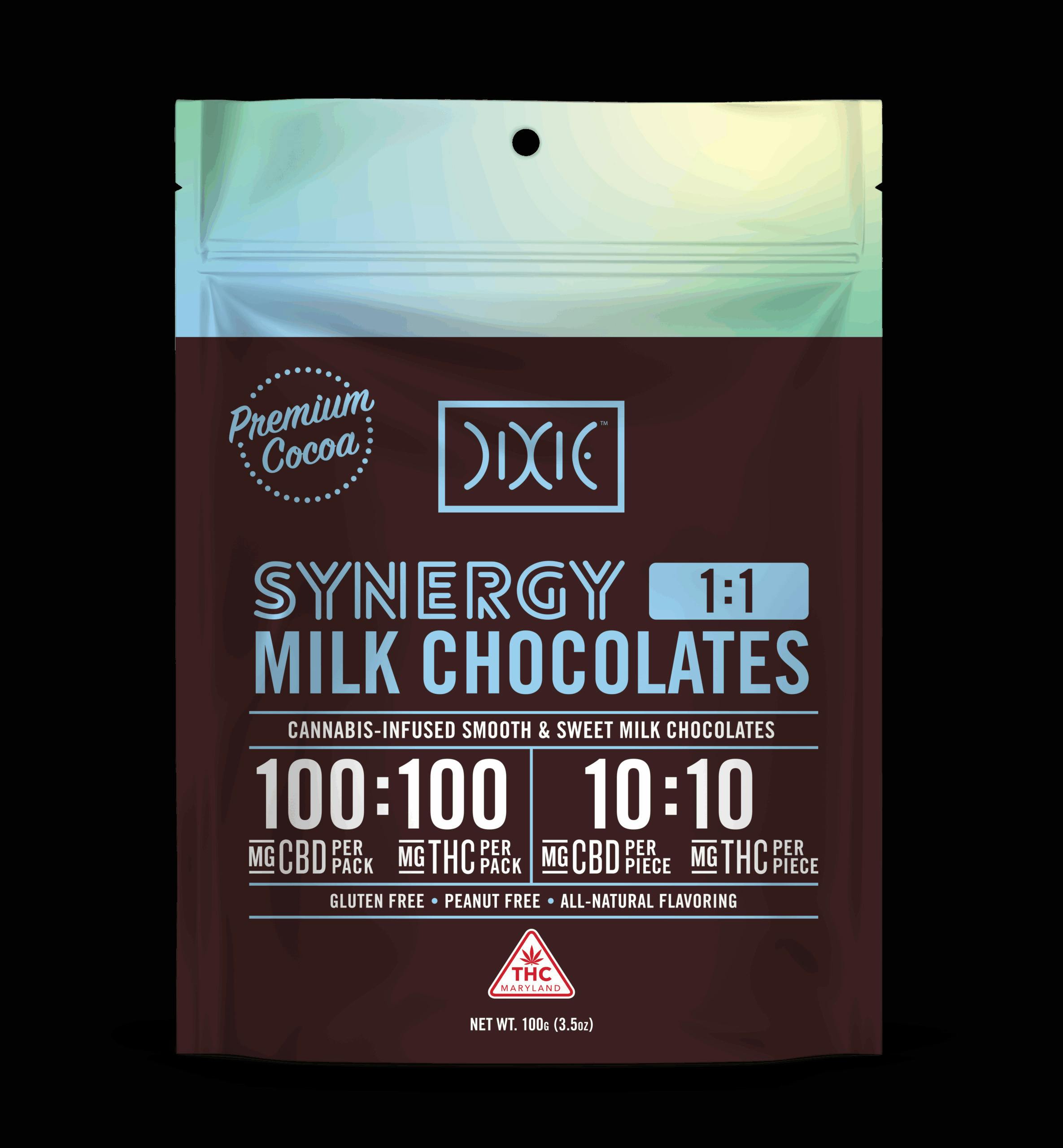 Dixie - Synergy Milk Chocolate 1:1 CBD:THC 10pk - 100mg (10 x 10mg)