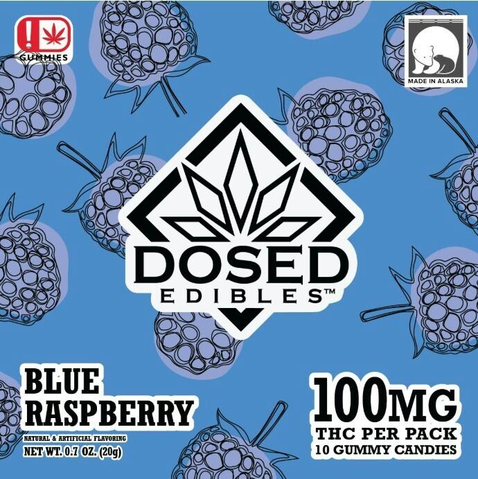 Dosed Edibles Blue Raspberry Gummies 10pk