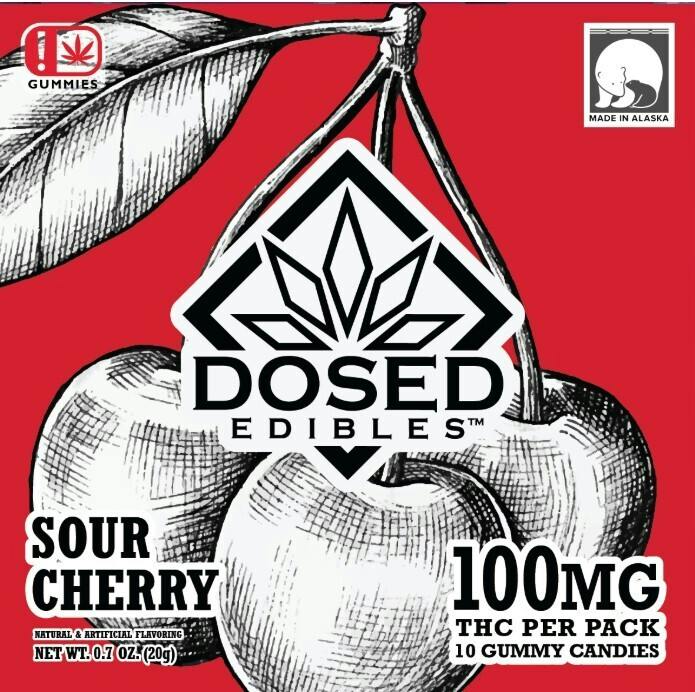 Dosed Edibles Sour Cherry Gummies 10pk