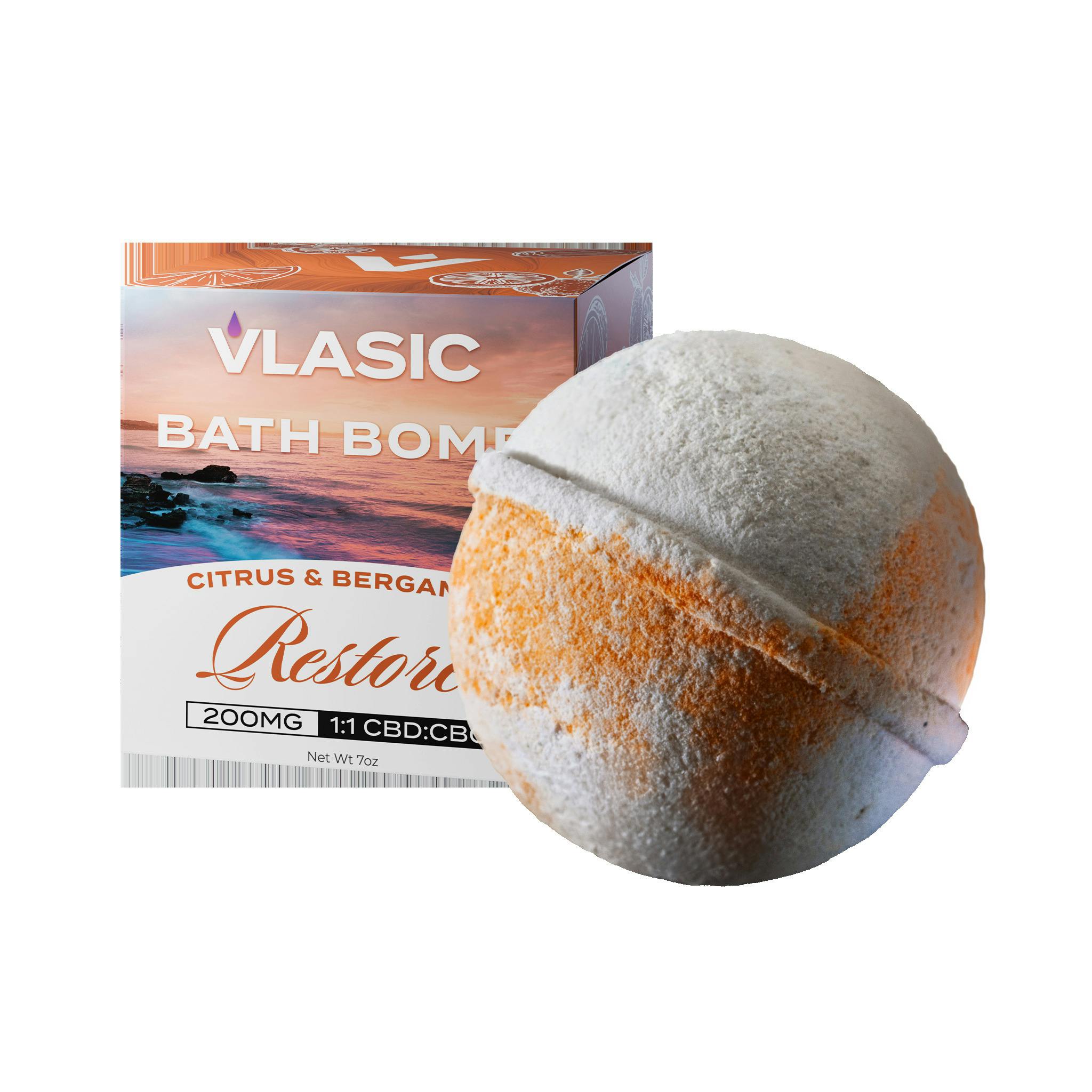 VLASIC | CITRUS AND BERGAMOT | RELIEF BATH BOMB | 200MG CBD