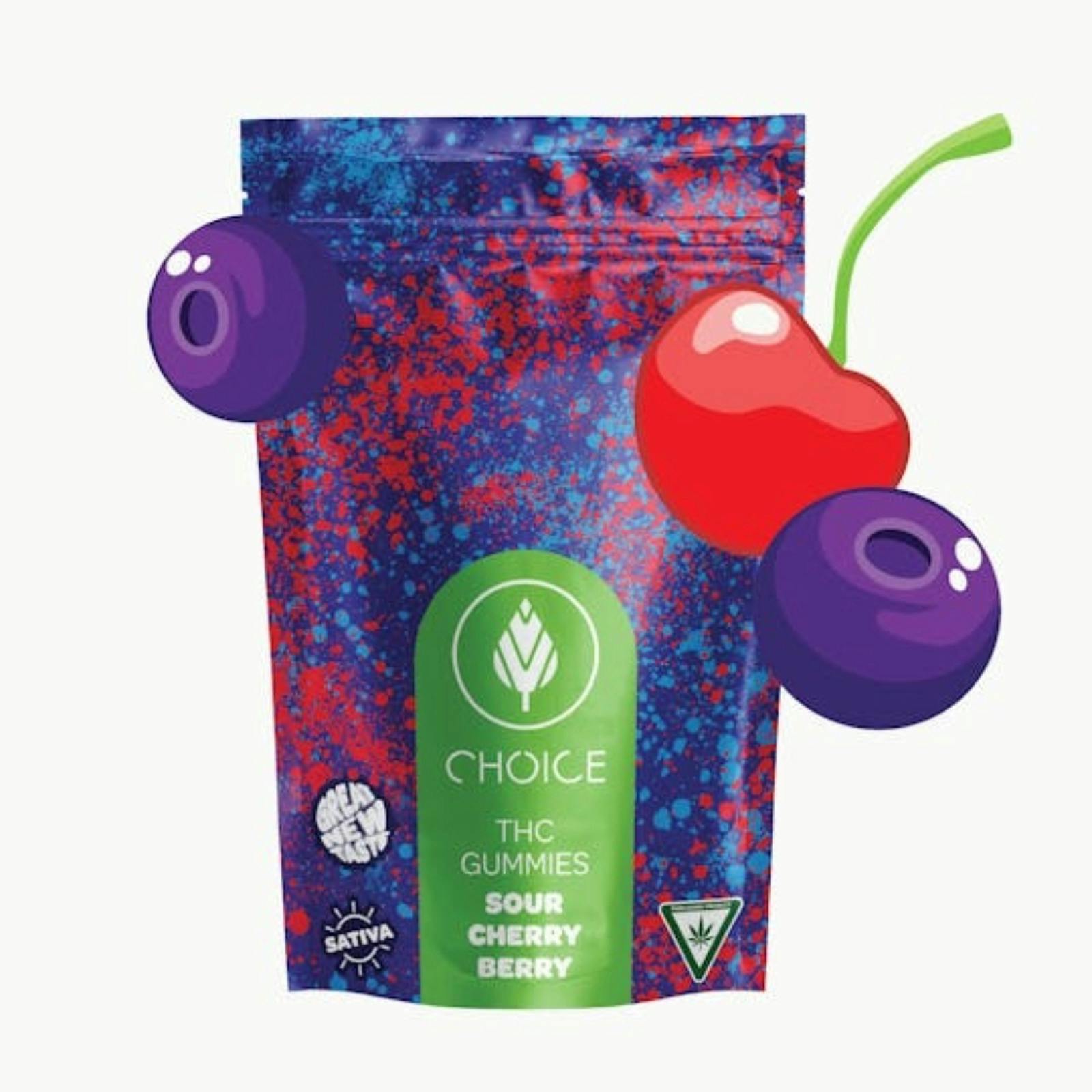CHOICE | SUPER SOUR CHERRY BERRY | SATIVA | GUMMIES | 200MG | REC
