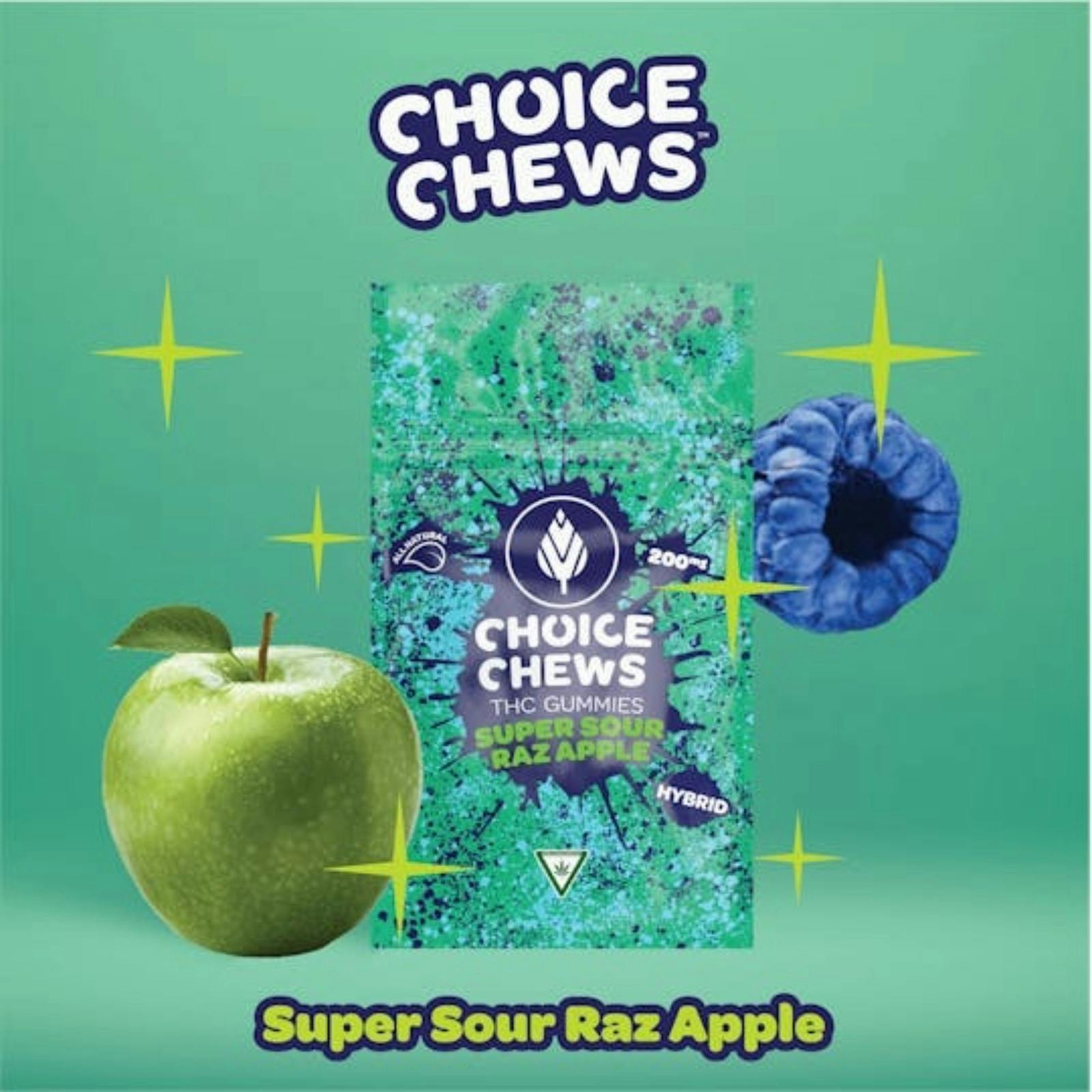CHOICE | SUPER SOUR RAZ APPLE | HYBRID | GUMMIES | 200MG | REC