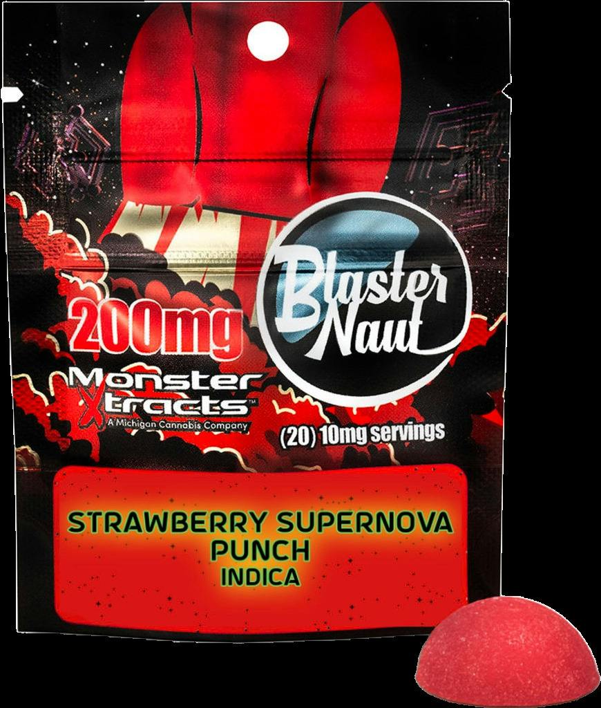 MONSTER XTRACTS | BLASTER NAUT STRAWBERRY SUPERNOVA PUNCH | INDICA | GUMMIES | 200MG | REC
