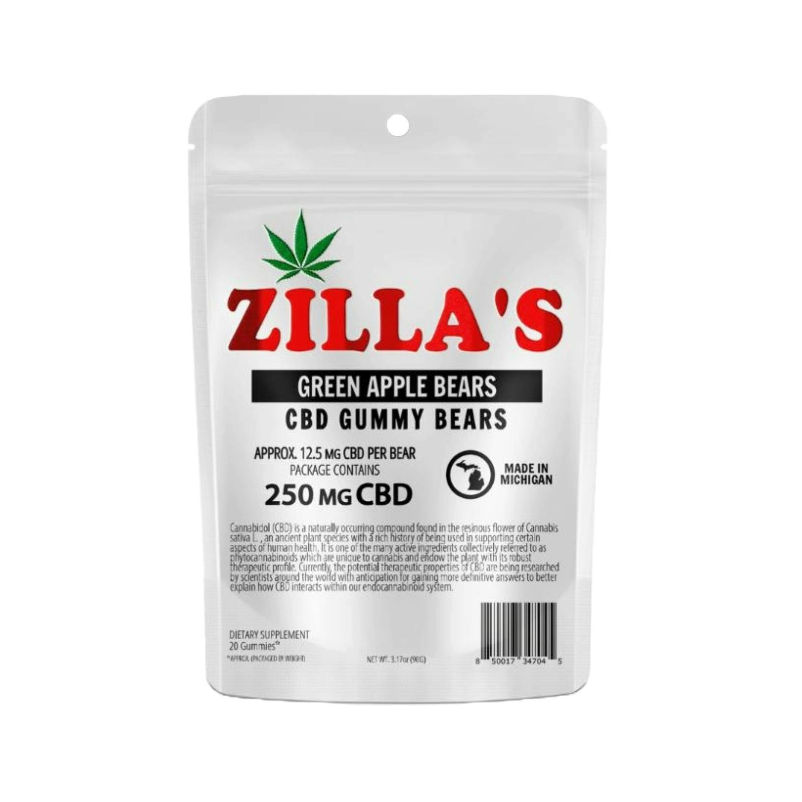 ZILLA'S | GREEN APPLE | CBD | GUMMIES | 250MG