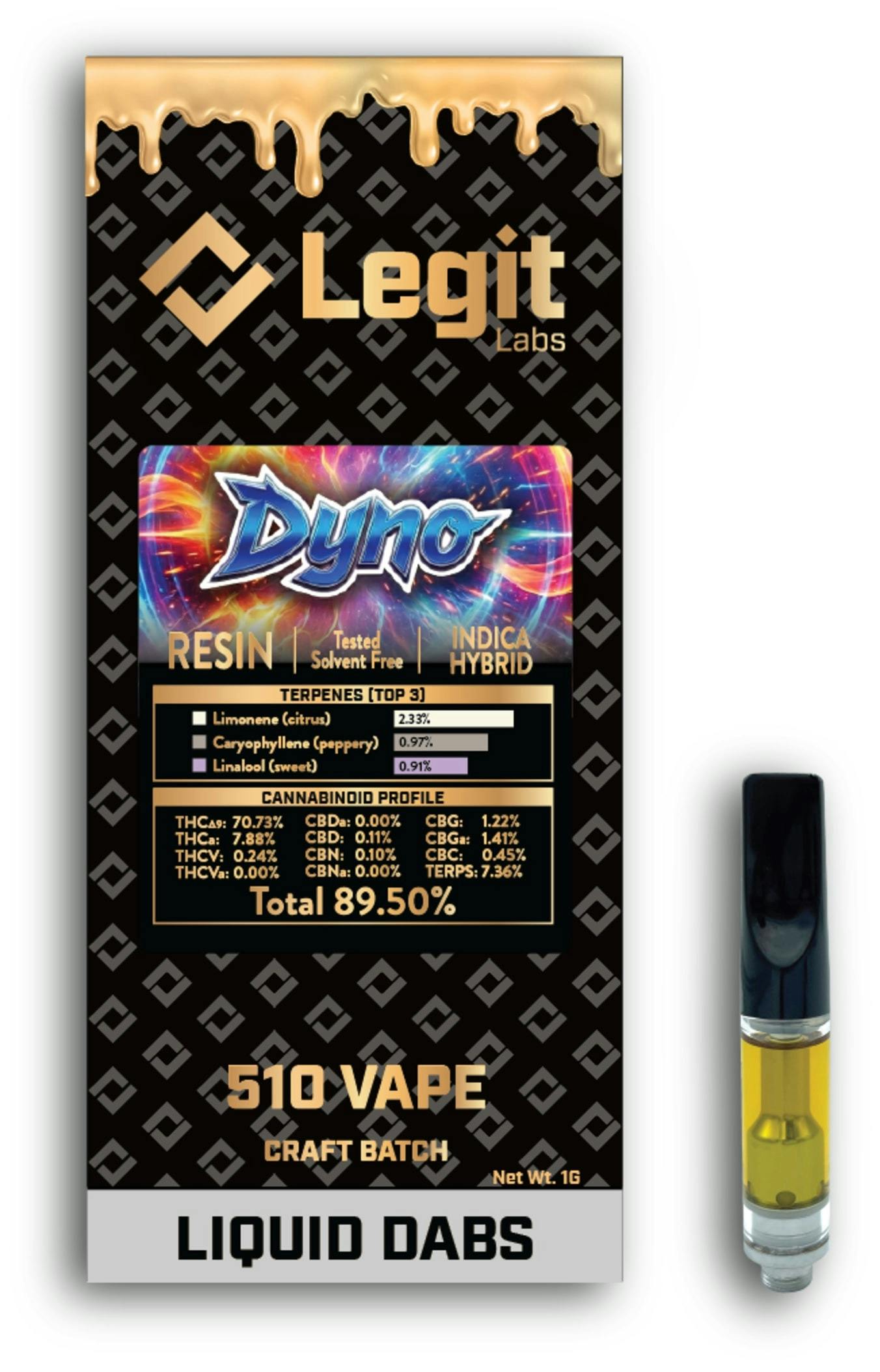 LEGIT LABS | GARLIC COCKTAIL | INDICA | 510 CARTRIDGE | 1G | REC