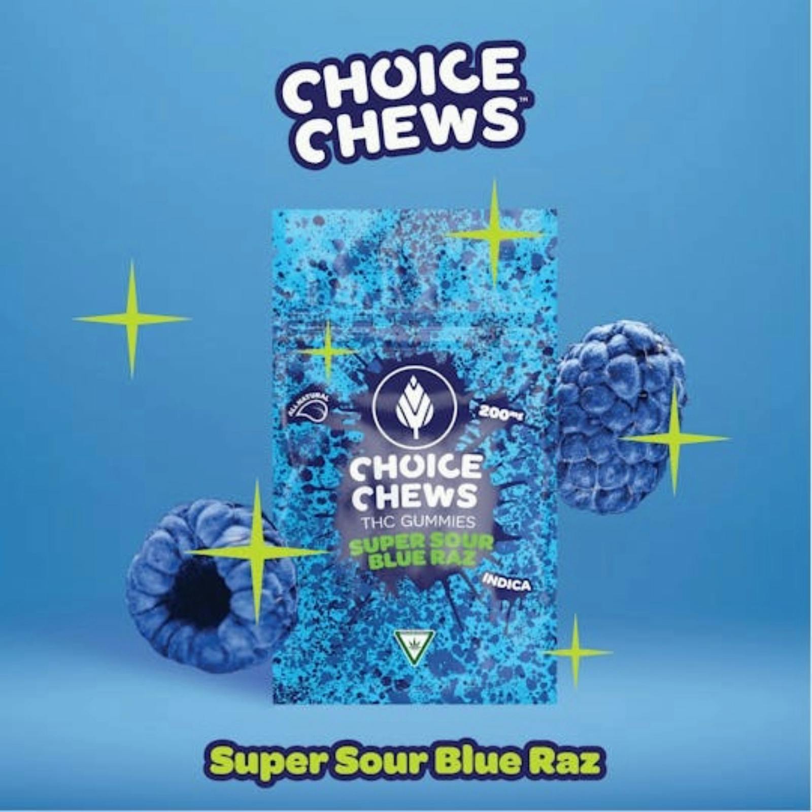 CHOICE | SUPER SOUR BLUE RAZZ | INDICA | GUMMIES | 200MG | REC