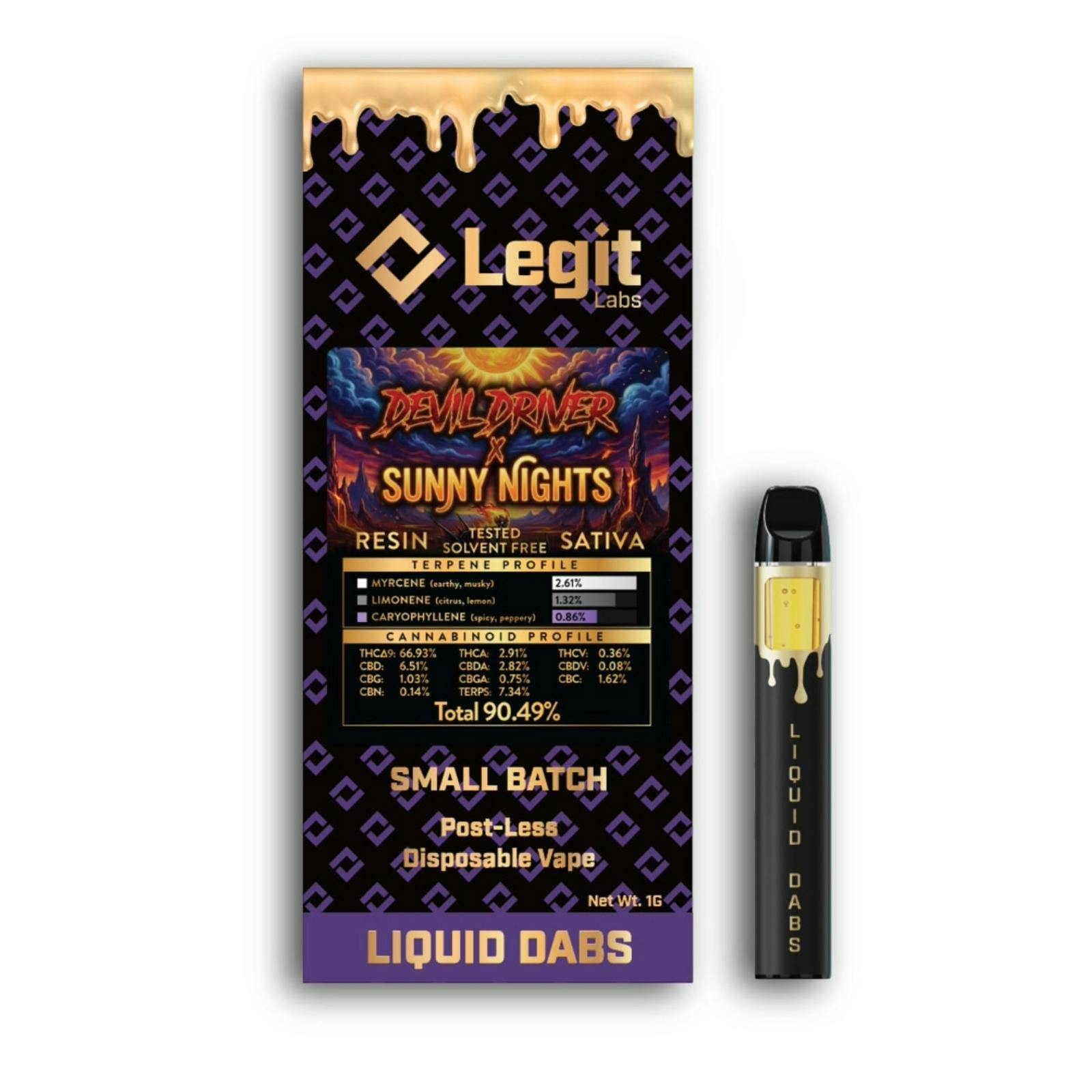 LEGIT LABS | ROSEBERRY RESIN | INDICA | DISPOSABLE VAPE | 1G | REC