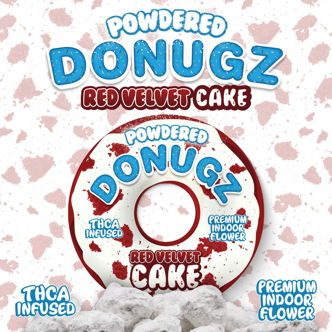 POWDERED DONUGZ | RED VELVET CAKE | HYBRID | PRE-PACK INFUSED FLOWER | 3.5G