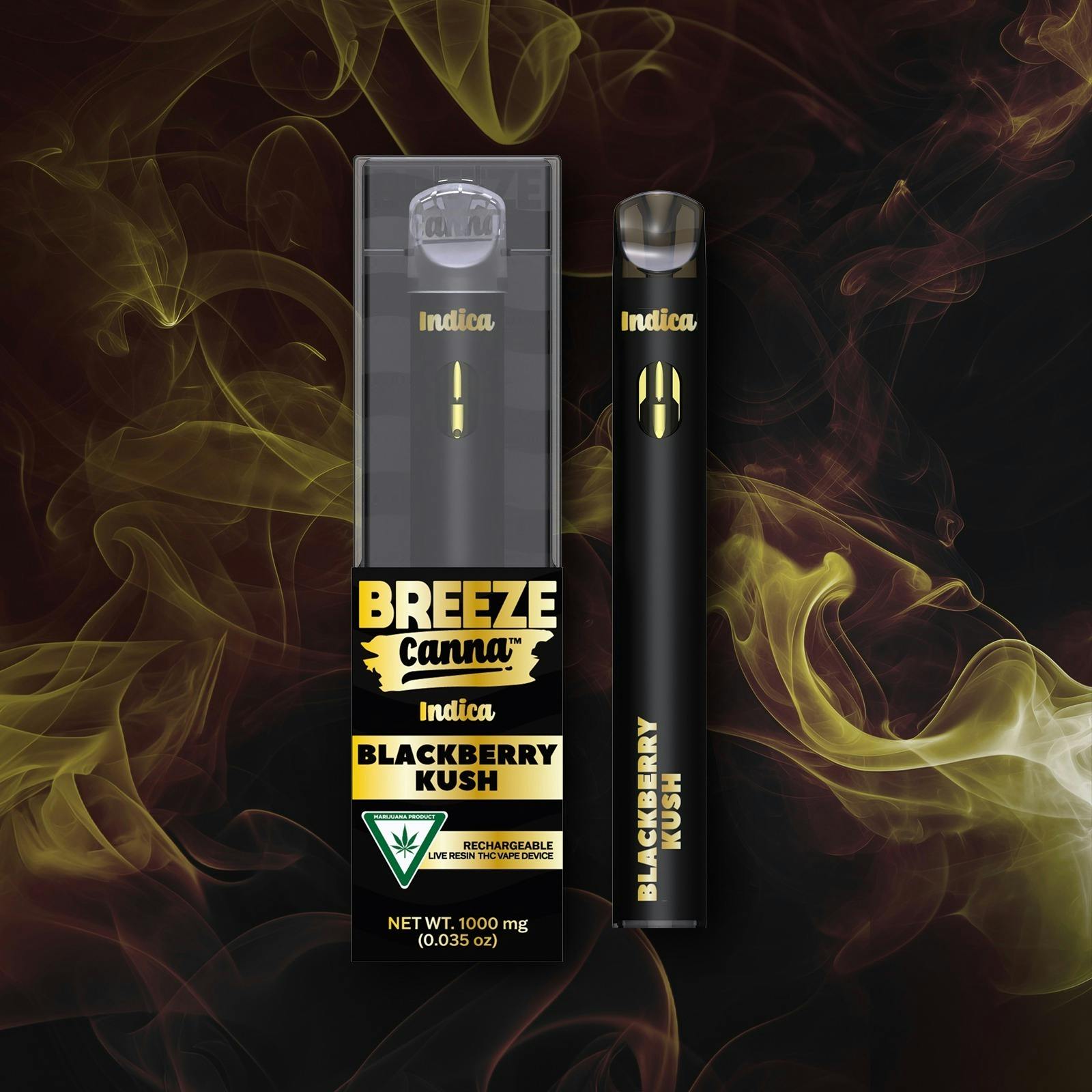 BREEZE CANNA | BLACKBERRY KUSH LIVE RESIN | INDICA | DISPOSABLE VAPE | 1G