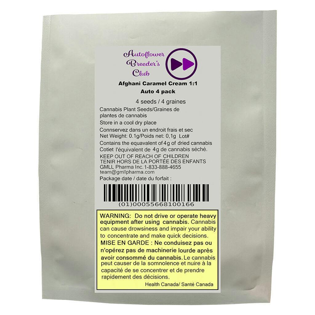 Autoflower Breeder's Club - Afghani Caramel Cream 1:1 Auto 4 Pack Seeds