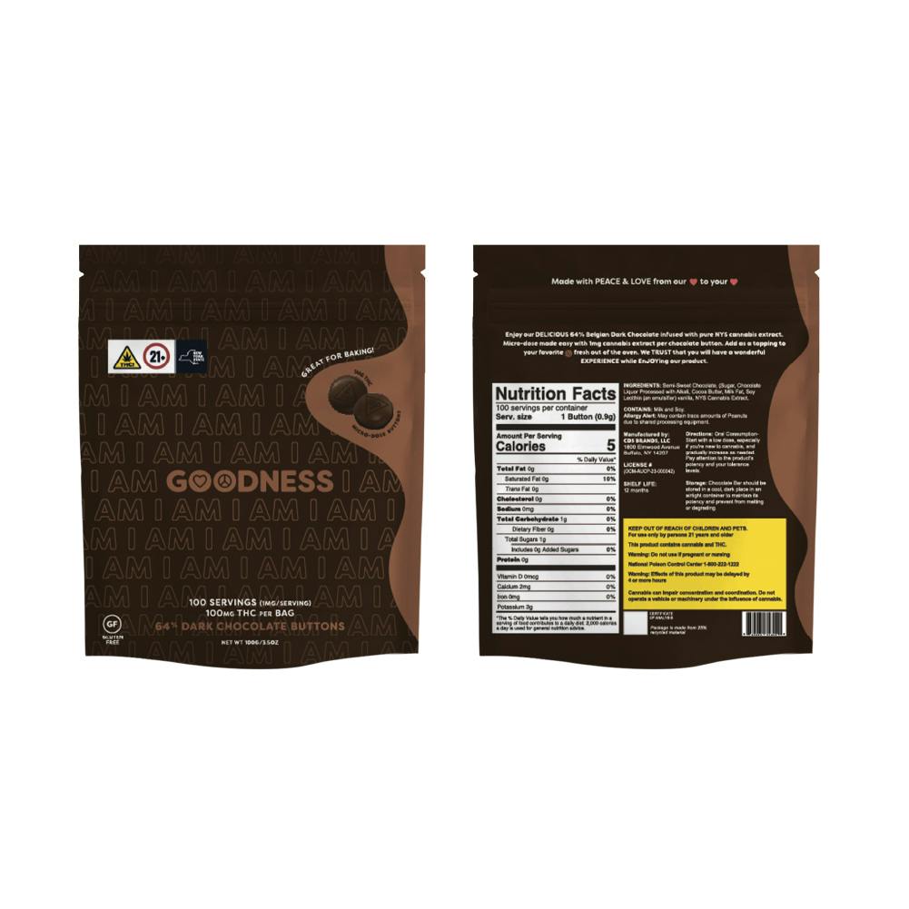 Dark Chocolate Buttons | I Am Goodness | Hybrid | 100mg
